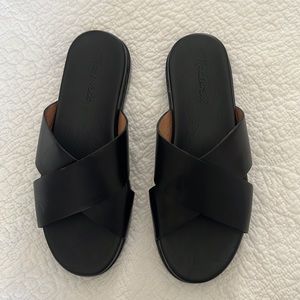 Madewell black cross strap black leather sandals size 6